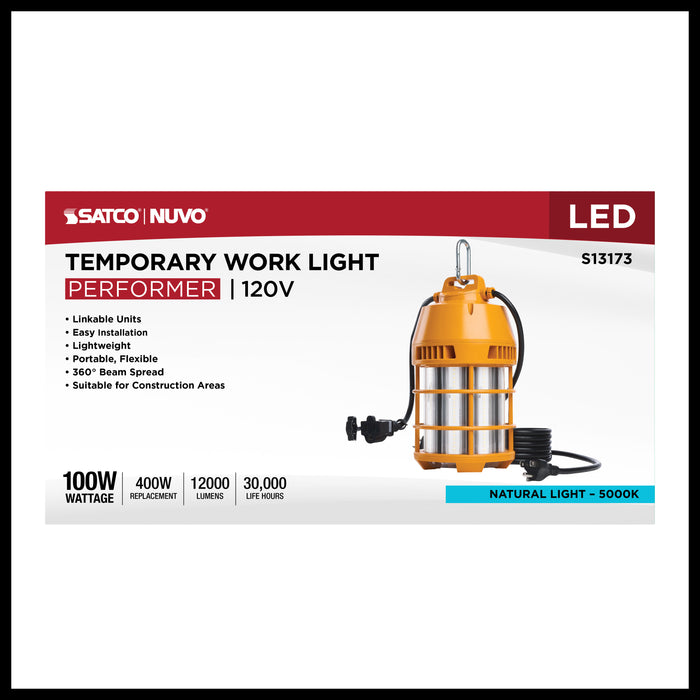SATCO/NUVO 100W LED Temporary Work Light 5000K 12000Lm 120V Non-Dimmable Orange (S13173)
