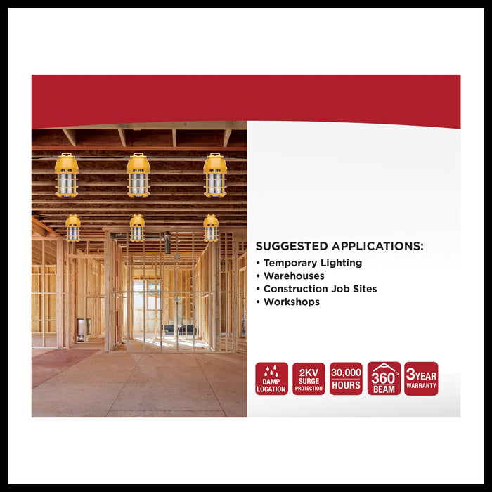 SATCO/NUVO 100W LED Temporary Work Light 5000K 12000Lm 120V Non-Dimmable Orange (S13173)