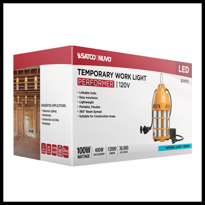 SATCO/NUVO 100W LED Temporary Work Light 5000K 12000Lm 120V Non-Dimmable Orange (S13173)