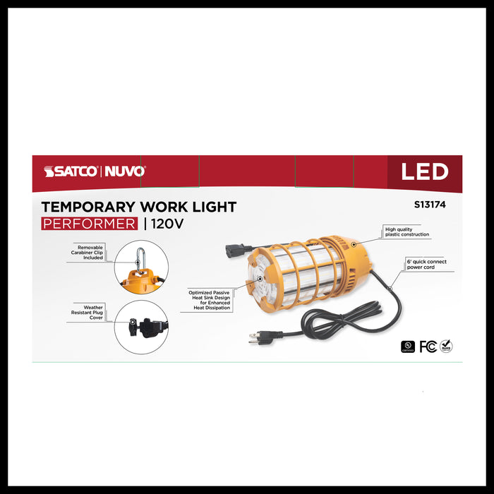 SATCO/NUVO 150W LED Temporary Work Light 5000K 18000Lm 120V Non-Dimmable Orange (S13174)