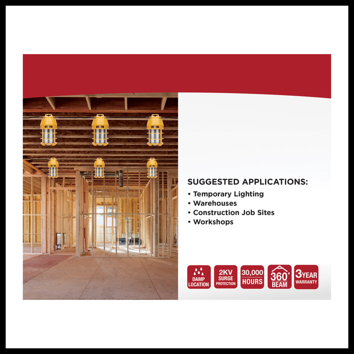 SATCO/NUVO 150W LED Temporary Work Light 5000K 18000Lm 120V Non-Dimmable Orange (S13174)