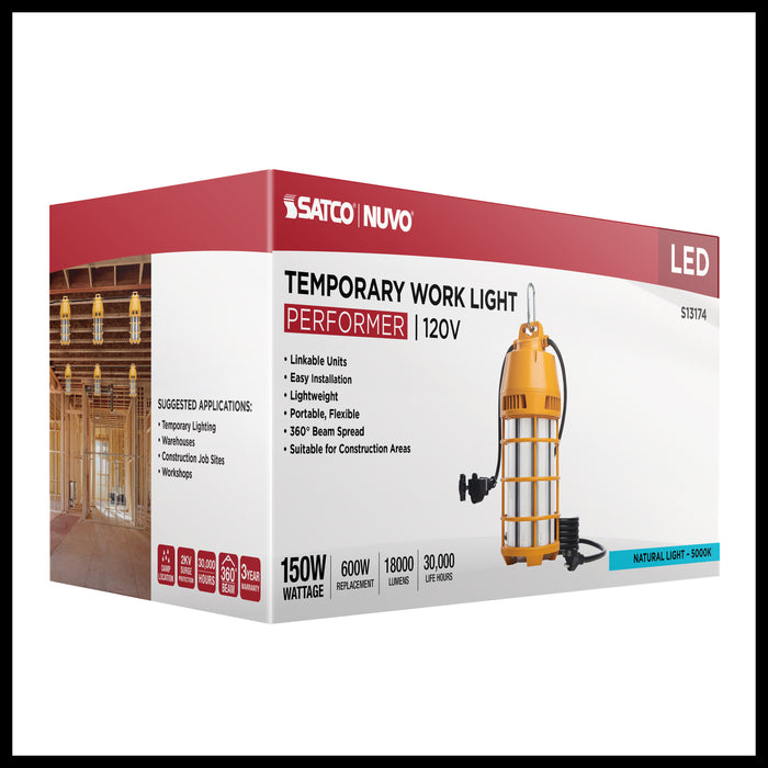 SATCO/NUVO 150W LED Temporary Work Light 5000K 18000Lm 120V Non-Dimmable Orange (S13174)