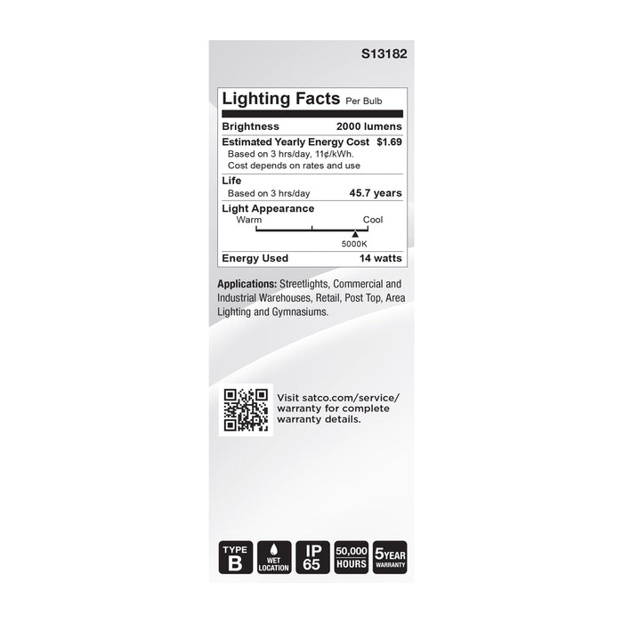 SATCO/NUVO 15W LED HID Replacement ED17 5000K Medium E26 Base White 120-277V (S13182)