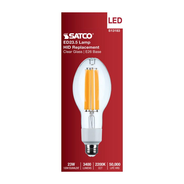 SATCO/NUVO 23W LED HID Replacement ED23.5 2200K Medium E26 Base Clear 120-277V (S13183)