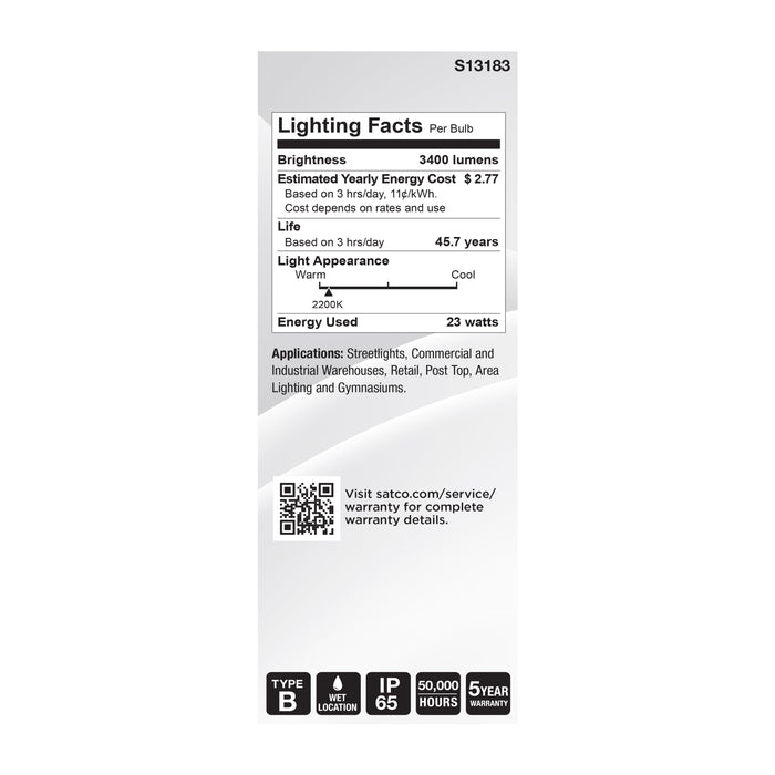 SATCO/NUVO 23W LED HID Replacement ED23.5 2200K Medium E26 Base Clear 120-277V (S13183)