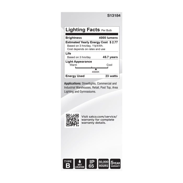 SATCO/NUVO 23W LED HID Replacement ED23.5 5000K Medium E26 Base Clear 120-277V (S13184)