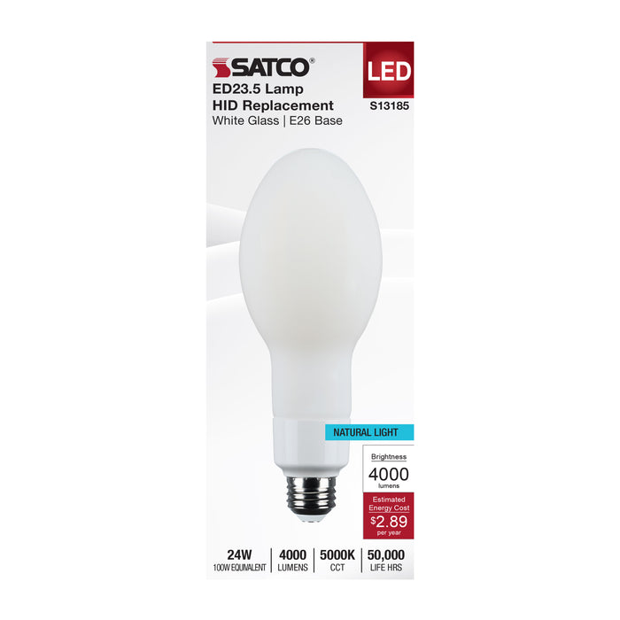 SATCO/NUVO 24W LED HID Replacement ED23.5 5000K Medium E26 Base White 120-277V (S13185)