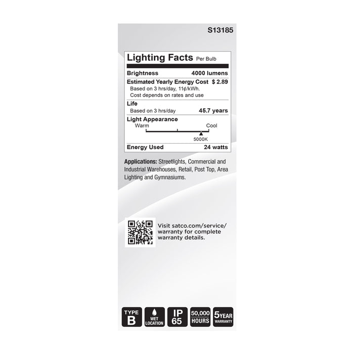 SATCO/NUVO 24W LED HID Replacement ED23.5 5000K Medium E26 Base White 120-277V (S13185)