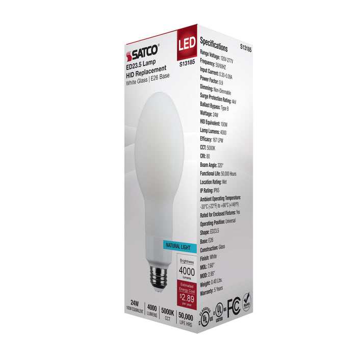 SATCO/NUVO 24W LED HID Replacement ED23.5 5000K Medium E26 Base White 120-277V (S13185)