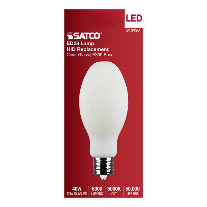 SATCO/NUVO 40W LED HID Replacement ED28 5000K Extended Mogul Base White 120-277V (S13190)