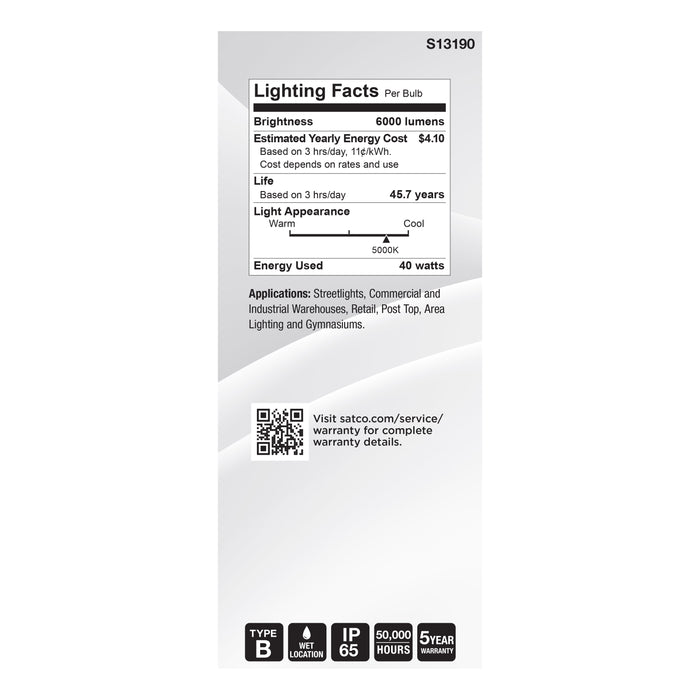 SATCO/NUVO 40W LED HID Replacement ED28 5000K Extended Mogul Base White 120-277V (S13190)