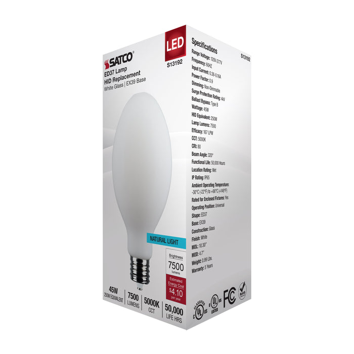 SATCO/NUVO 45W LED HID Replacement ED37 5000K Extended Mogul Base White 120-277V (S13192)