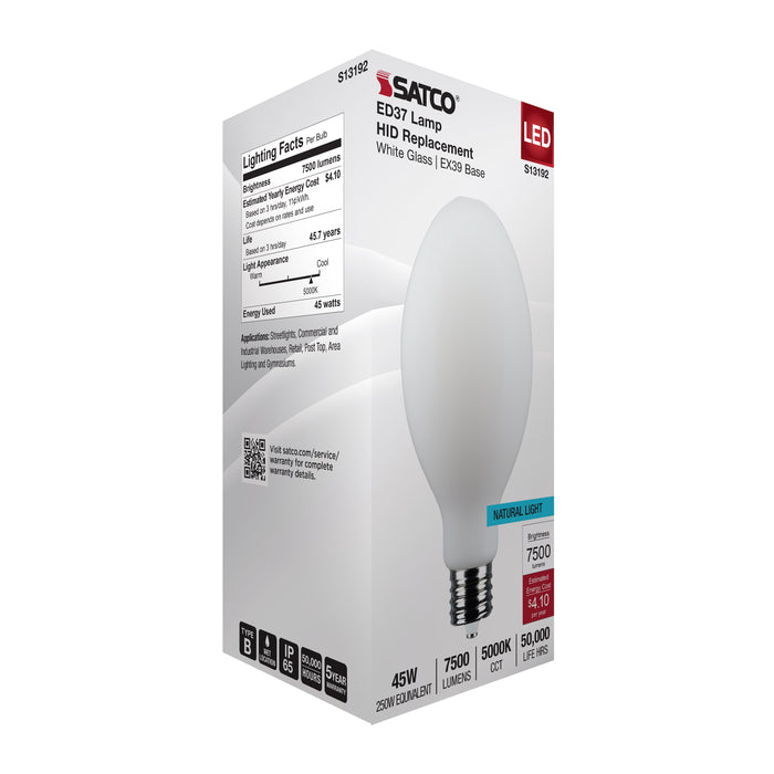 SATCO/NUVO 45W LED HID Replacement ED37 5000K Extended Mogul Base White 120-277V (S13192)