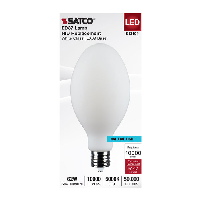 SATCO/NUVO 62W LED HID Replacement ED37 5000K Extended Mogul Base White 120-277V (S13194)