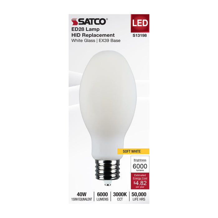 SATCO/NUVO 40W LED HID Replacement ED28 3000K Mogul Extended Base 120-277V (S13198)