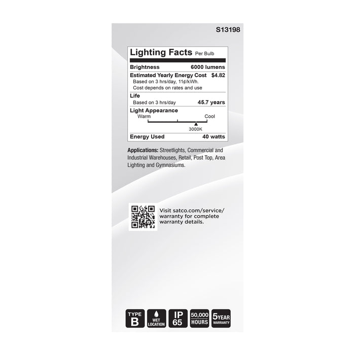 SATCO/NUVO 40W LED HID Replacement ED28 3000K Mogul Extended Base 120-277V (S13198)