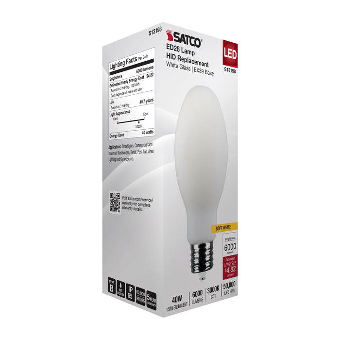 SATCO/NUVO 40W LED HID Replacement ED28 3000K Mogul Extended Base 120-277V (S13198)