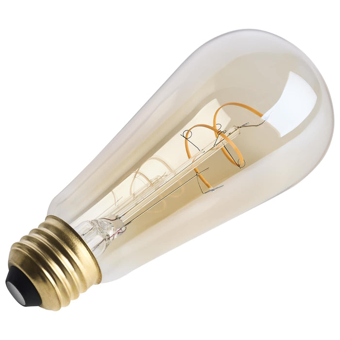 SATCO/NUVO 3.5W LED ST19 Medium E26 Base 2000K 300Lm Clear Glass Amber Coil Filament Dimmable 90 CRI 120V (S14206)