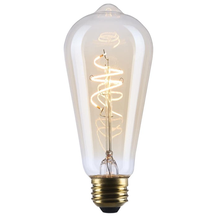 SATCO/NUVO 5.5W LED ST19 Medium E26 Base 2000K 500Lm Clear Glass Amber Coil Filament Dimmable 90 CRI 120V (S14207)