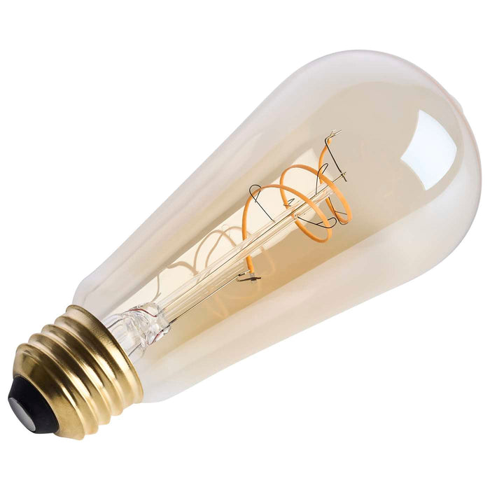 SATCO/NUVO 5.5W LED ST19 Medium E26 Base 2000K 500Lm Clear Glass Amber Coil Filament Dimmable 90 CRI 120V (S14207)