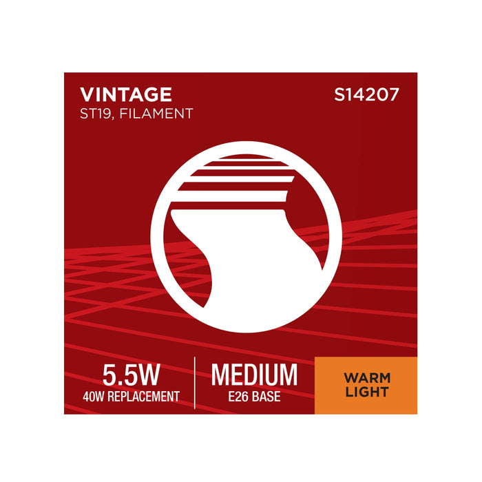 SATCO/NUVO 5.5W LED ST19 Medium E26 Base 2000K 500Lm Clear Glass Amber Coil Filament Dimmable 90 CRI 120V (S14207)
