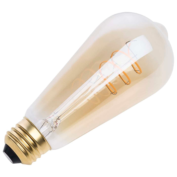 SATCO/NUVO 8W LED ST19 Medium E26 Base 2000K 800Lm Clear Glass Amber Coil Filament Dimmable 90 CRI 120V (S14208)