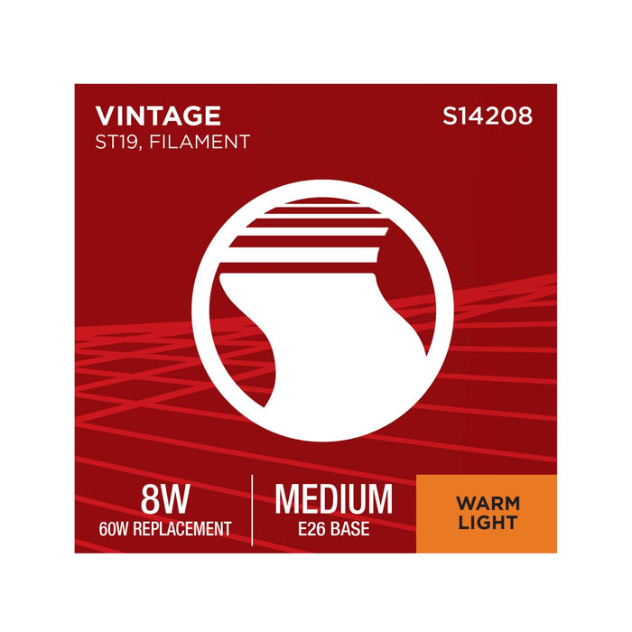 SATCO/NUVO 8W LED ST19 Medium E26 Base 2000K 800Lm Clear Glass Amber Coil Filament Dimmable 90 CRI 120V (S14208)