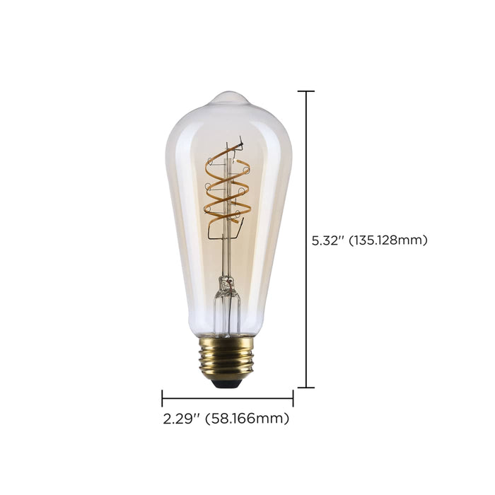SATCO/NUVO 8W LED ST19 Medium E26 Base 2000K 800Lm Clear Glass Amber Coil Filament Dimmable 90 CRI 120V (S14208)