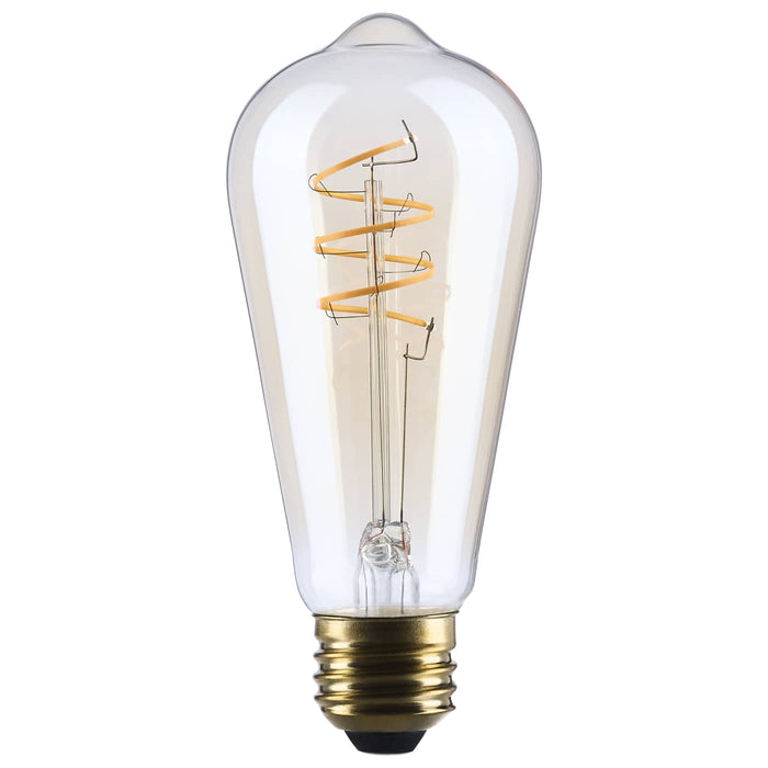 SATCO/NUVO 8W LED ST19 Medium E26 Base 2000K 800Lm Clear Glass Amber Coil Filament Dimmable 90 CRI 120V (S14208)