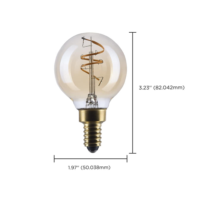 SATCO/NUVO 3.5W LED G16.5 Candelabra (E12) Base 2000K 300Lm Clear Glass Amber Coil Filament Dimmable 90 CRI 120V (S14209)