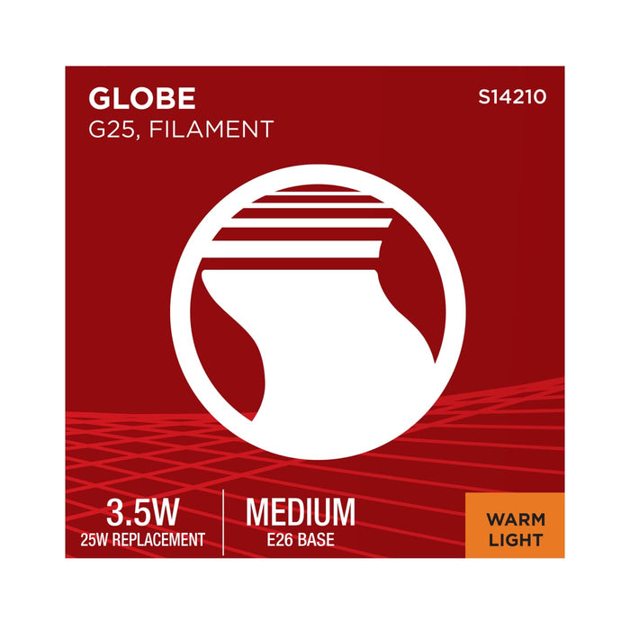 SATCO/NUVO 3.5W LED G25 Medium E26 Base 2000K 300Lm Clear Glass Amber Coil Filament Dimmable 90 CRI 120V (S14210)