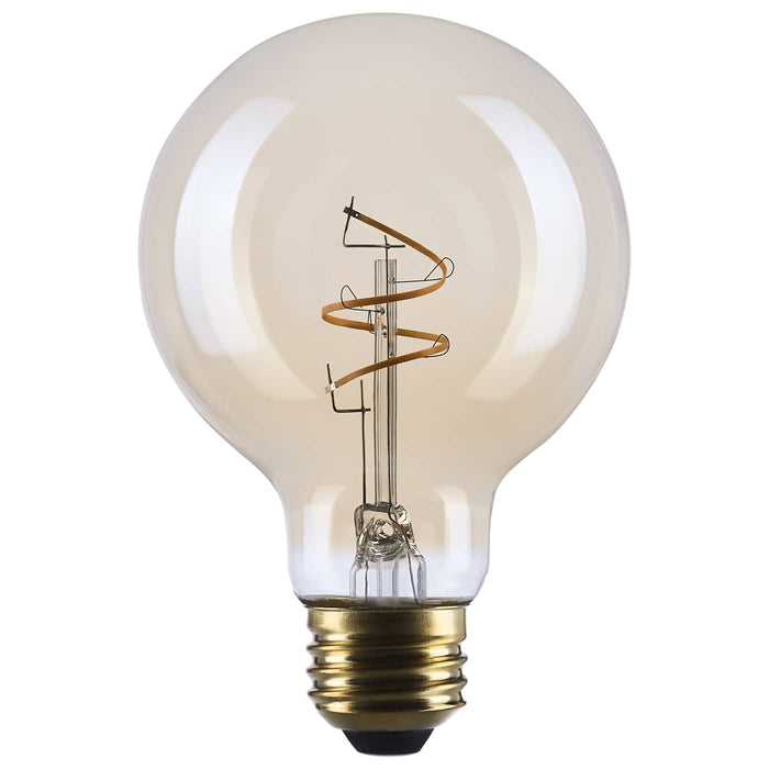 SATCO/NUVO 3.5W LED G25 Medium E26 Base 2000K 300Lm Clear Glass Amber Coil Filament Dimmable 90 CRI 120V (S14210)