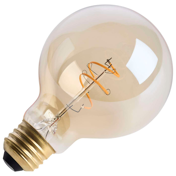 SATCO/NUVO 5.5W LED G25 Medium E26 Base 2000K 500Lm Clear Glass Amber Coil Filament Dimmable 90 CRI 120V (S14211)