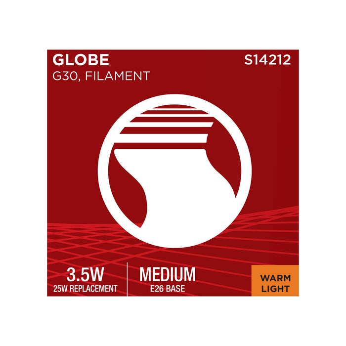 SATCO/NUVO 3.5W LED G30 Medium E26 Base 2000K 300Lm Clear Glass Amber Coil Filament Dimmable 90 CRI 120V (S14212)