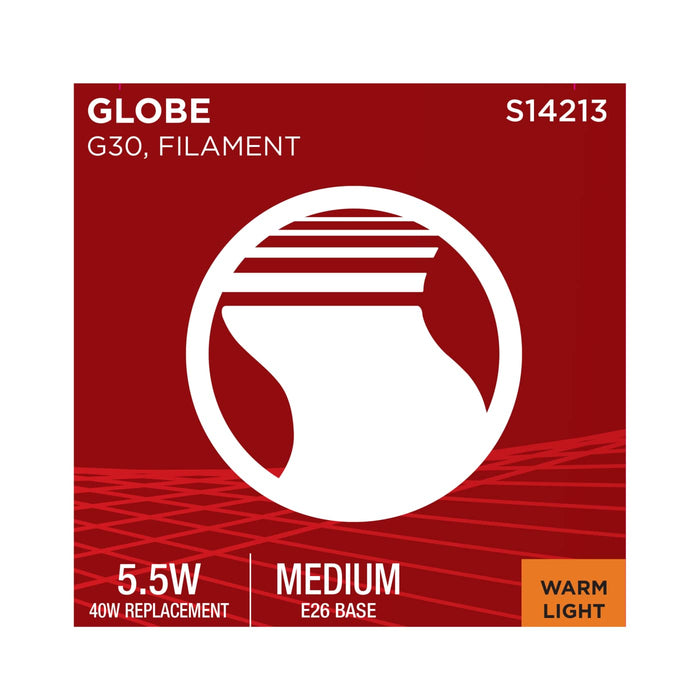 SATCO/NUVO 5.5W LED G30 Medium E26 Base 2000K 500Lm Clear Glass Amber Coil Filament Dimmable 90 CRI 120V (S14213)