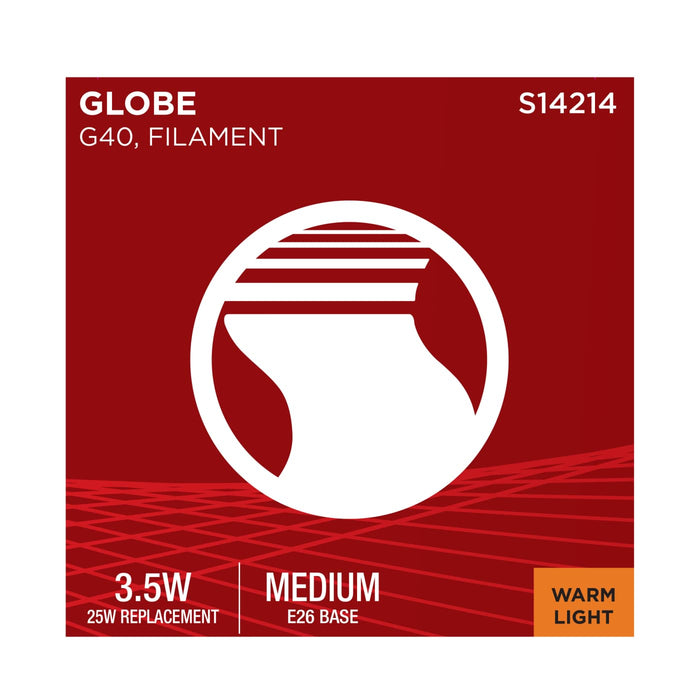 SATCO/NUVO 3.5W LED G40 Medium E26 Base 2000K 300Lm Clear Glass Amber Coil Filament Dimmable 90 CRI 120V (S14214)