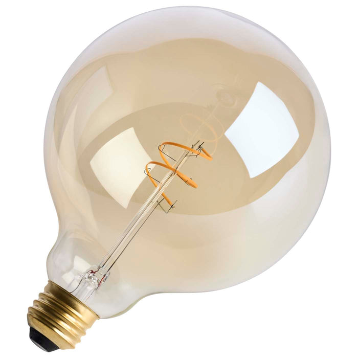 SATCO/NUVO 5.5W LED G40 Medium E26 Base 2000K 500Lm Clear Glass Amber Coil Filament Dimmable 90 CRI 120V (S14215)