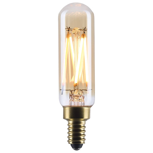 SATCO/NUVO 3.5W LED T6 Candelabra (E12) Base 2000K 300Lm Base Clear Glass Amber Straight Filament Dimmable 90 CRI 120V (S14216)