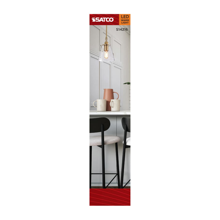 SATCO/NUVO 3.5W LED T6 Candelabra (E12) Base 2000K 300Lm Base Clear Glass Amber Straight Filament Dimmable 90 CRI 120V (S14216)