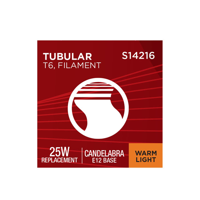SATCO/NUVO 3.5W LED T6 Candelabra (E12) Base 2000K 300Lm Base Clear Glass Amber Straight Filament Dimmable 90 CRI 120V (S14216)