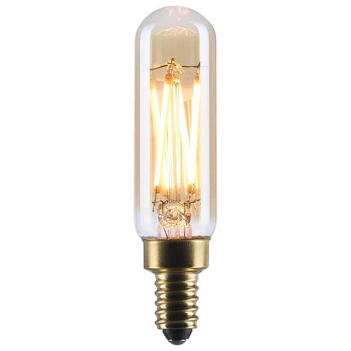 SATCO/NUVO 5.5W LED T6 Candelabra (E12) Base 2000K 500Lm Clear Glass Amber Straight Filament Dimmable 90 CRI 120V (S14217)