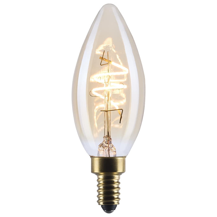 SATCO/NUVO 3.5W LED C11 Candelabra (E12) Base 2000K 300Lm Base Clear Glass Amber Coil Filament Dimmable 90 CRI 120V (S14218)
