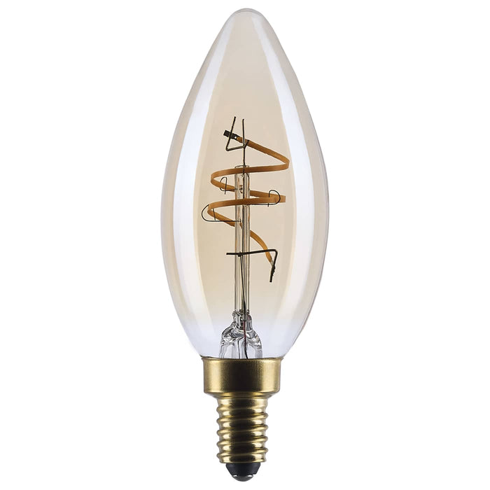 SATCO/NUVO 3.5W LED C11 Candelabra (E12) Base 2000K 300Lm Base Clear Glass Amber Coil Filament Dimmable 90 CRI 120V (S14218)