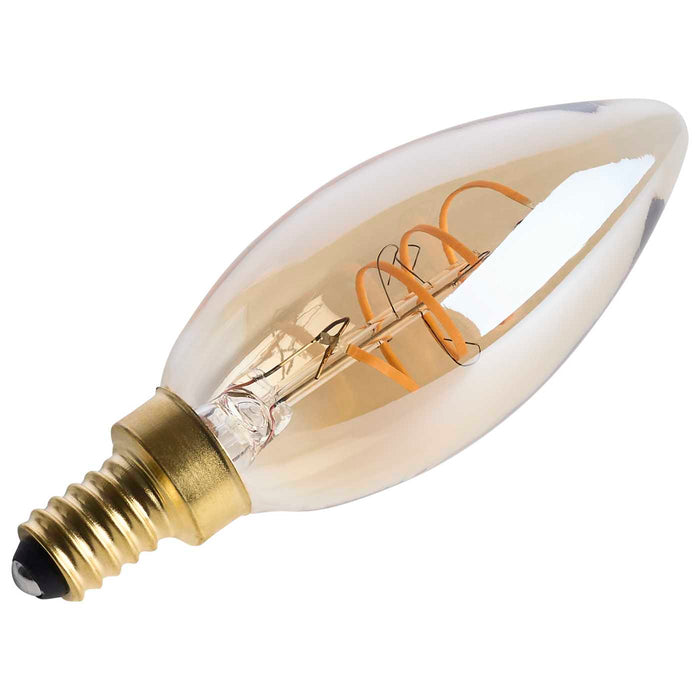 SATCO/NUVO 5.5W LED C11 Candelabra (E12) Base 2000K 500Lm Clear Glass Amber Coil Filament Dimmable 90 CRI 120V (S14219)