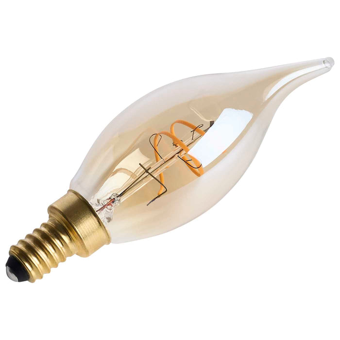 SATCO/NUVO 3.5W LED CA11 Candelabra (E12) Base 2000K 300Lm Clear Glass Amber Coil Filament Dimmable 90 CRI 120V (S14220)