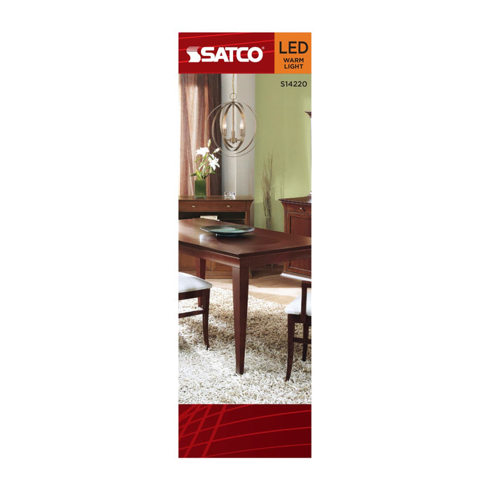 SATCO/NUVO 3.5W LED CA11 Candelabra (E12) Base 2000K 300Lm Clear Glass Amber Coil Filament Dimmable 90 CRI 120V (S14220)