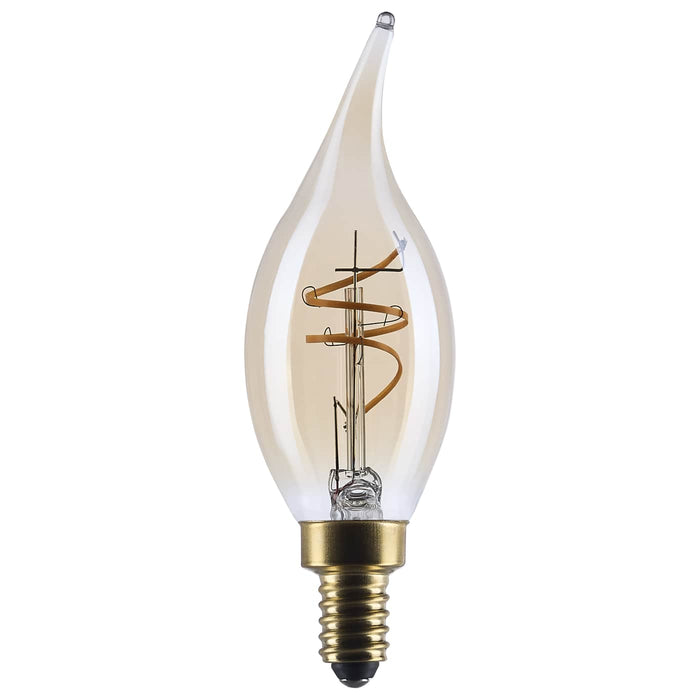 SATCO/NUVO 3.5W LED CA11 Candelabra (E12) Base 2000K 300Lm Clear Glass Amber Coil Filament Dimmable 90 CRI 120V (S14220)