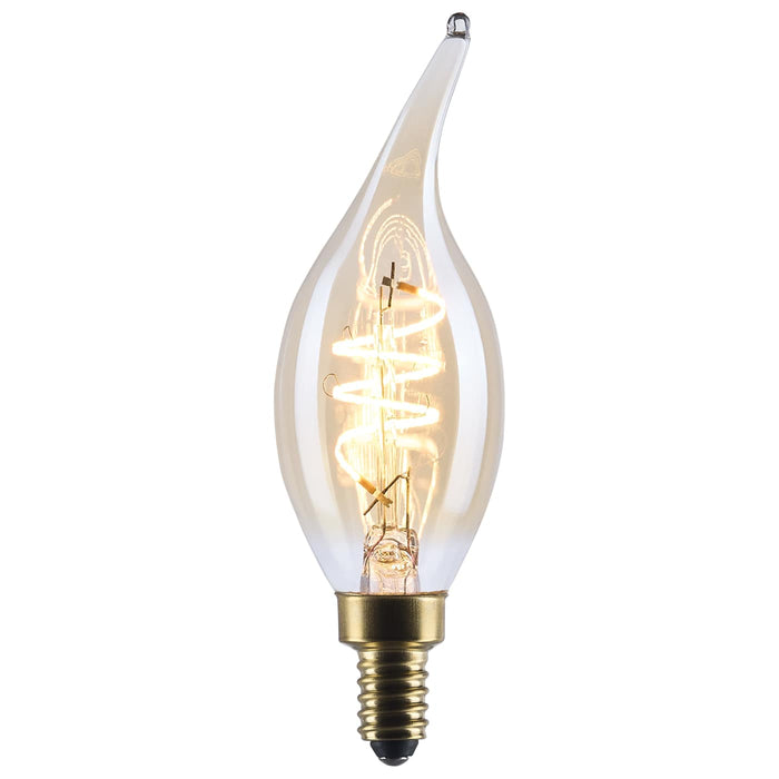 SATCO/NUVO 5.5W LED CA11 Candelabra (E12) Base 2000K 500Lm Clear Glass Amber Coil Filament Dimmable 90 CRI 120V (S14221)