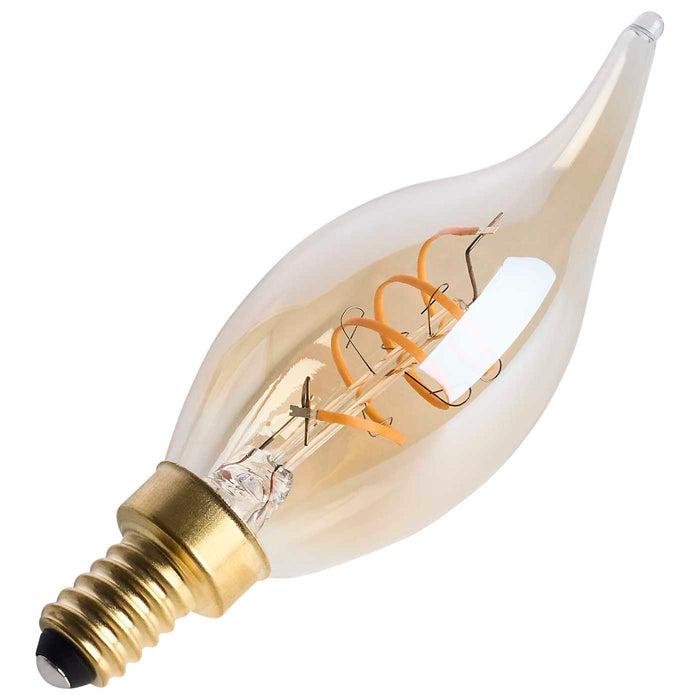 SATCO/NUVO 5.5W LED CA11 Candelabra (E12) Base 2000K 500Lm Clear Glass Amber Coil Filament Dimmable 90 CRI 120V (S14221)