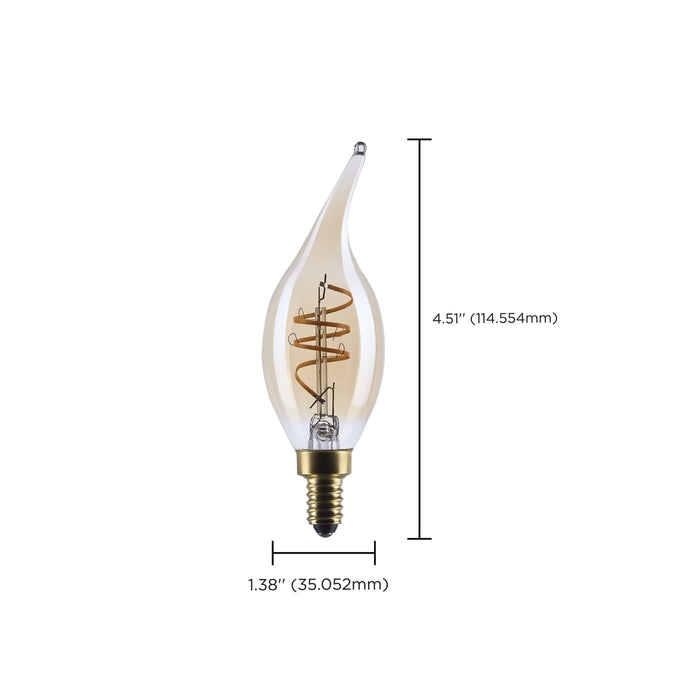 SATCO/NUVO 5.5W LED CA11 Candelabra (E12) Base 2000K 500Lm Clear Glass Amber Coil Filament Dimmable 90 CRI 120V (S14221)